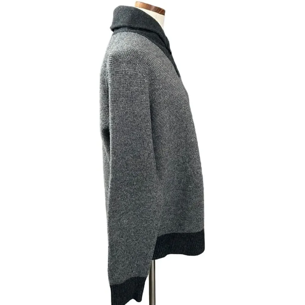 J Crew 100% Wool Pullover Sweater SIZE L  Shawl Collar Preppy Academia Autumn